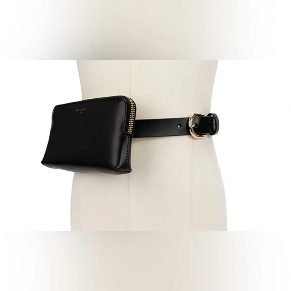 🔥NEW🔥 Kate Spade New York Black Leather Gold Logo Belt Bag Size L/XL NWT - Picture 5 of 12
